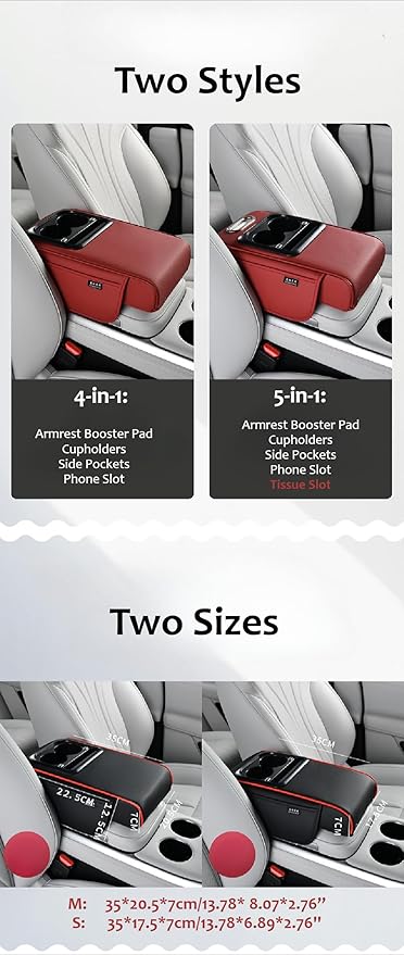 Armrest Pad for Car w/Type-C Charging Interface, Car Center Console Cup Holder, Interior Car Accessories, 2 Sizes& Styles (Upgraded Version, Beige, M: 35×20.5×7cm / 13.78×8.07×2.76’’)