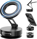 Vacuum Magnetic Phone Holder for MagSafe,Foldable Metal Suction Cup Phone Mount,360° Rotatable Phone Mount for All Smartphones & All Car Models-Black