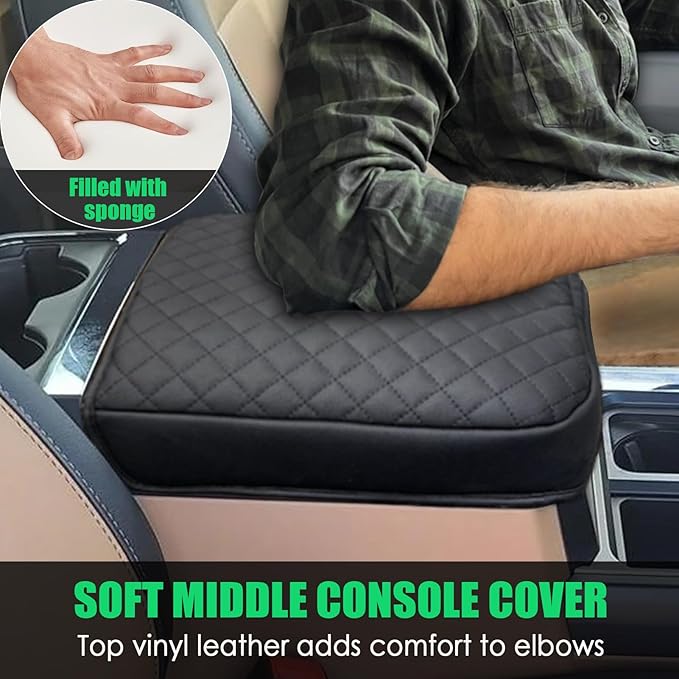 Center Console Cover for Ford F250/F350/F450/F550 2023 2024 2025 2026 Super Duty Bucket Seats, Middle Console Armrest Cover for Ford Super Duty Interior Accessories (Bucket Seat Only)