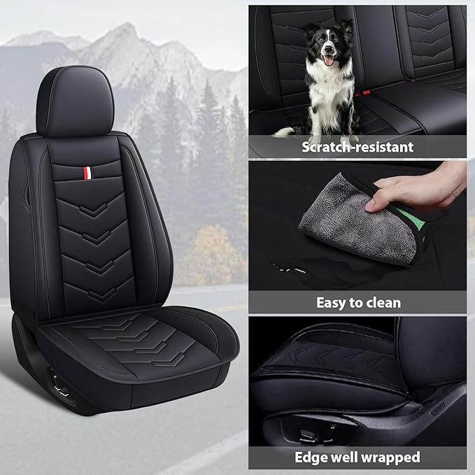 MVRVMV 5-Seat Car Seat Covers for Honda Pilot 2010-2026, Waterproof Non-Slip Wear-Resistant Leather Seat Cover (5 Seat Standard, Black)