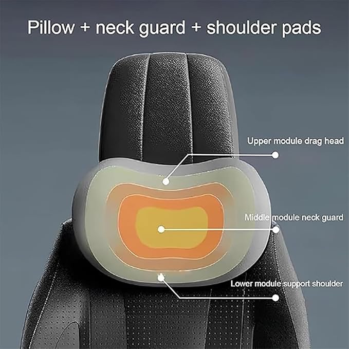 Car Headrest & Lumbar Support Cushion for Honda CRV 2023 2024 2025, Ergonomic Car Seat Headrest Memory Foam Neck and Back Pillow Kit Breathable Removable for Driving Fatigue Relief,B/Gray