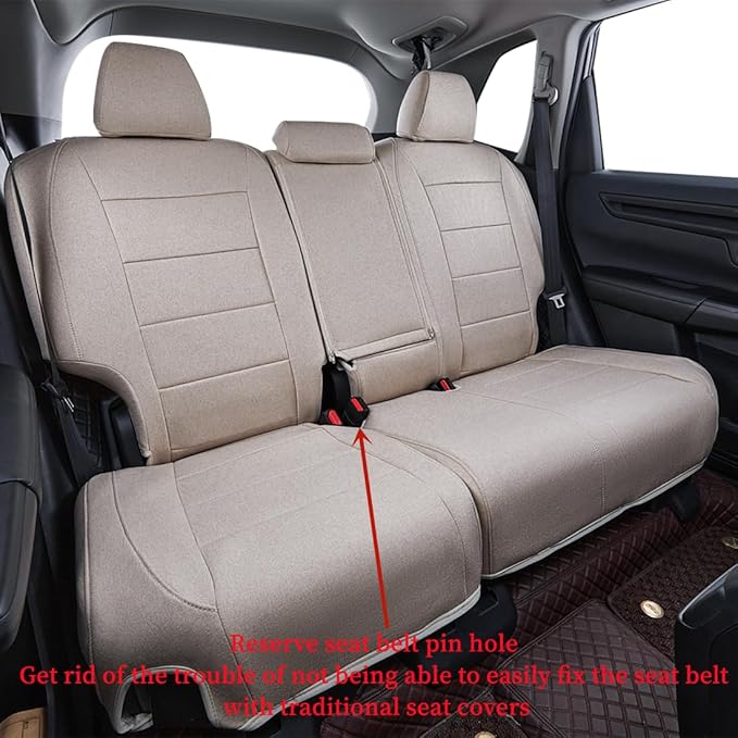 coverdream Custom Seat Covers Compatible with Select Toyota Highlander 2014 2015 2016 2017 2018 2019,Three Row,Second Row 40/60 Split (Beige,Full Set)