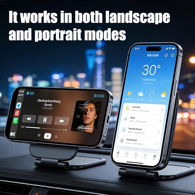 Ultra-Thin Foldable Magnetic Car Phone Mount,Ultrathin Adjustable Magnetic Phone Holde,New Portable Foldable Magnetic Phone Mount, 270°Adjusta ble Cell Phone Holder for Your Car/Gym/Mirror Compatible