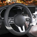 14 inch Cute Steering Wheel Cover for Women Men Faux Leather and Carbon Fiber,Black