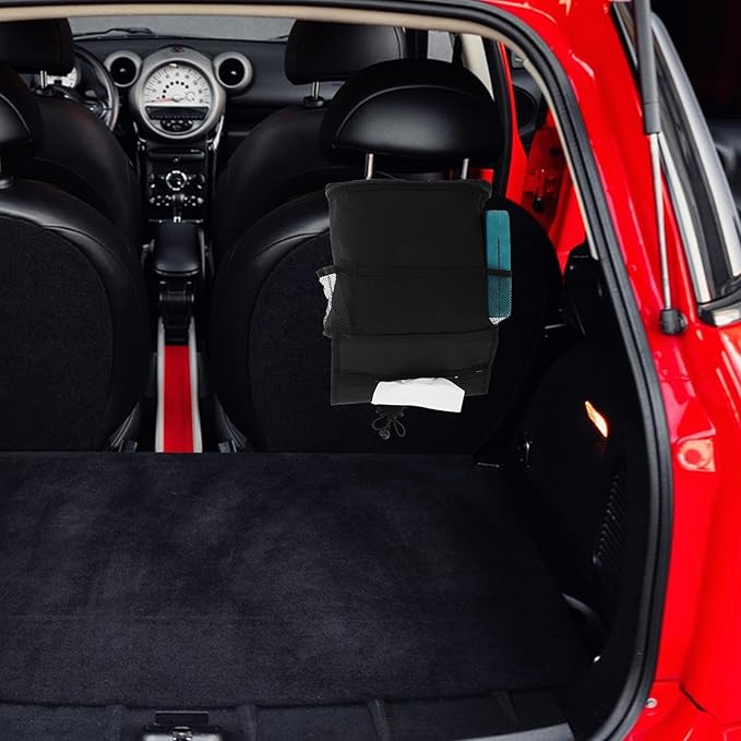 Car Seat Back Organizer with Insulated Cooler Bag and Storage Compartments, Hanging Multi-Functional Seat Back Storage for Travel and Backseat Organization