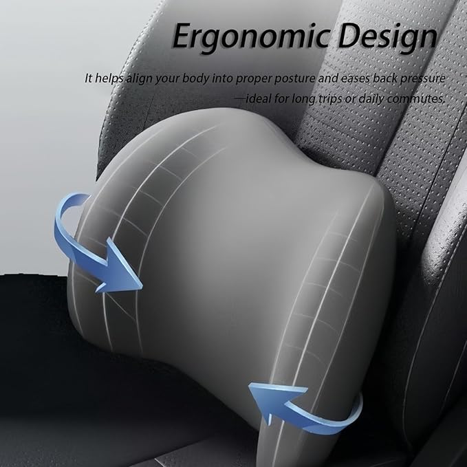 Car Lumbar Support Pillow and Car Neck Pillow Kit for BMW 4 Series 8 Series Convertible, Car Seat Neck Back Rest Pillows, Ergonomic Car Seat Headrest & Lumbar Cushion,A Black