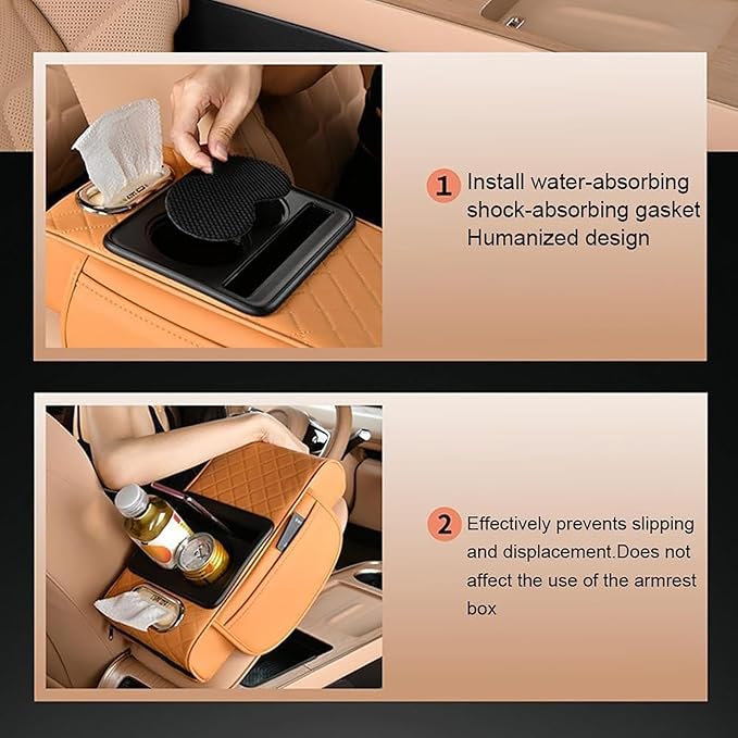Car Armrest Cushion for Honda Pilot 2023 2024 2025, Leather Arm Rest Cover Center Console Armrest Pillow Armrest Storage Box Pad Multifunctional Accessories Interior Organizers,D/Gray