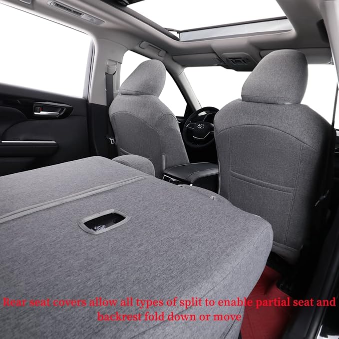 coverdream Custom Seat Covers Compatible with Select Toyota Highlander 2014 2015 2016 2017 2018 2019,Three Row,Second Row Captain Chair (Gray,Full Set)
