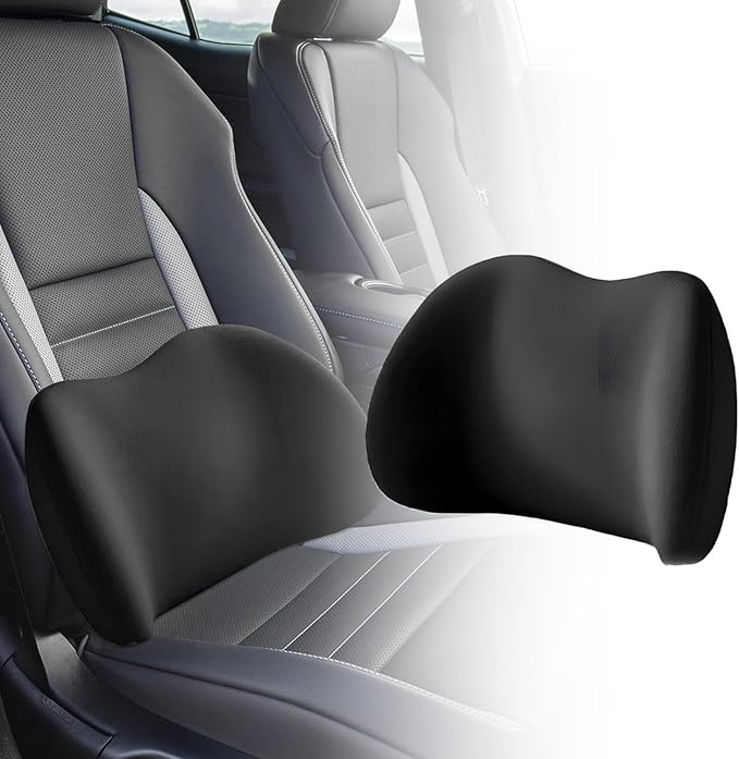 Car Lumbar Support Pillow and Car Neck Pillow for Mercedes-Benz ML-Class (W164), Ergonomic Car Seat Headrest Lumbar Cushion for Back Pain Relief,Black-Lumbar Cushion