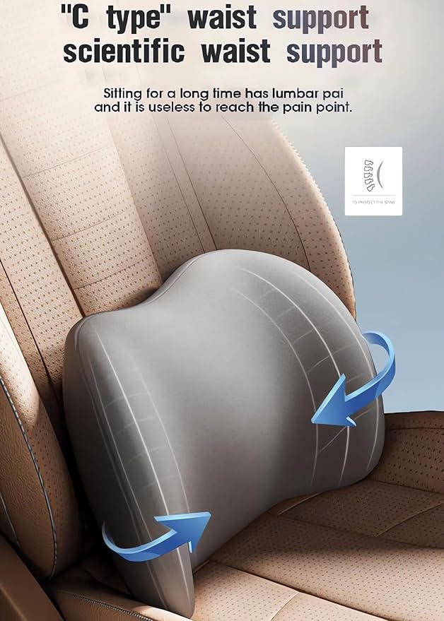 Car Headrest & Lumbar Support Cushion 2025 Upgrade Comfort Memory Foam Car Backrest and Neck Pillow Ergonomic Car Headrest & Lumbar Support for Driving Car Support Cushion for Office Chair Car (Gray)