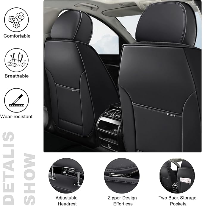 AREKA 5 Seat Covers for Honda Accord 2003-2026 Breathable Car Seat Covers,Anti-Slip Waterproof Car Seat Protectors with Airbag,Automotive Vehicle Cushion with Storage Pockets (Standard,Gray)