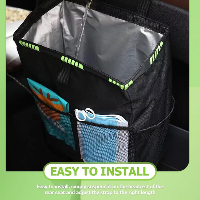 Car Seat Back Organizer Waterproof Large Capacity Hanging Storage Bag Multipurpose Car Trash Can for Backseat Travel Automotive Storage Organizer