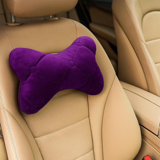 2PCS Car Headrest Pillow, Soft Comfortable Vehicle Neck Pillow Cushion, Automotive Interior Head Rest Pad Accessories for Driving Fatigue Relief, Universal for SUV, Sedan, Truck (Purple)