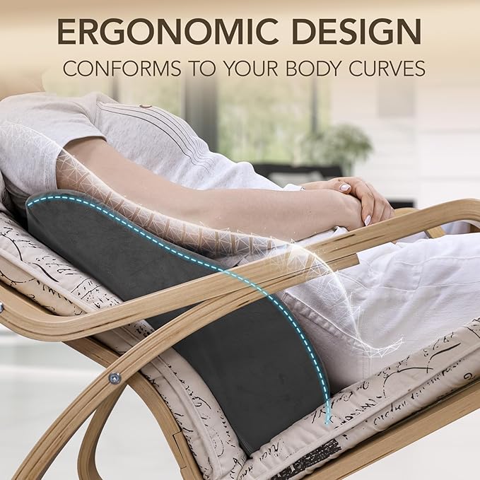 Lumbar Support Pillow for Recliner,Large Memory Foam Back Support Cushion for Sofa & Gaming Chair, Ergonomic Backrest Pillow for Elderly, Comfortable Couch Cushion with Machine Washable Cover,Gray