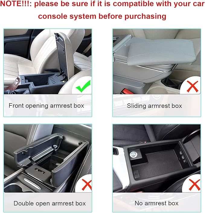 x xotic tech Car Center Console Cushion Pad, Universal Waterproof Leather Armrest Seat Box Cover Protector Auto Interior Accessories for Most Cars, SUV, Truck 7.8" x 12" (Gray)