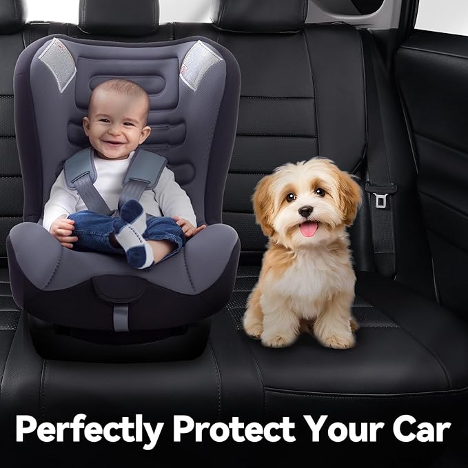 coverdream Highlander Leather Seat Covers Full Set for 2020-2026 Toyota Highlander SUV Seat Cushion,2nd-Row 40/60 Split Bench Seats,Fully Covered,Luxury Waterproof Car Seat Protector (Black)