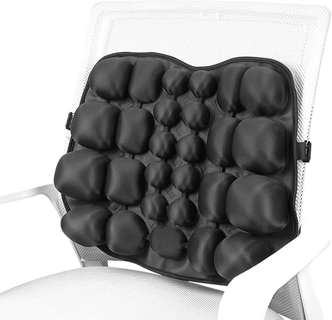 Lumbar Support Pillow for Car & Office Chair - Tailbone Pain Relief Air Seat Cushion for Driver, Wheelchair, Airplane Seat, Travel
