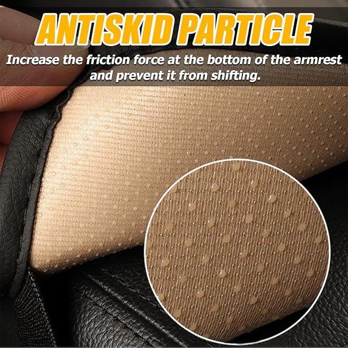 Car Center Console Cover, Leather Memory Foam Vehicle Arm Rest Cushion Pad, Waterproof Automotive Interior Armrest Seat Box Protector Accessories, Universal for SUV, Sedan, Truck (Black)
