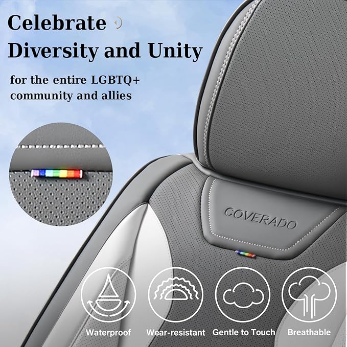 Coverado Car Seat Covers, Front Covers for Cars, Car Seat Cover Front Seats, Automotive Seat Cover, Waterproof, Leather Car Seat Cushion, Universal Interior Covers Seat Protectors for Most Cars