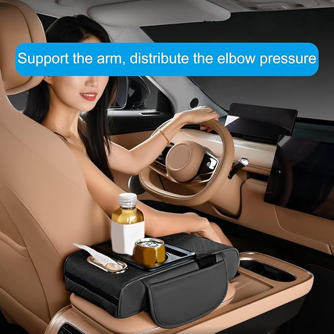 Car Armrest Cushion for Honda Pilot 2023 2024 2025, Leather Arm Rest Cover Center Console Armrest Pillow Armrest Storage Box Pad Multifunctional Accessories Interior Organizers,D/Gray