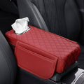 Car Armrest Pads for Hyundai Santa Fe Sport 2013 2014 2015 2016 2017 2018,Leather Center Console Covers Waterproof Anti-Slip Scratch Comfortable Automobile Protective Accessories,Claret