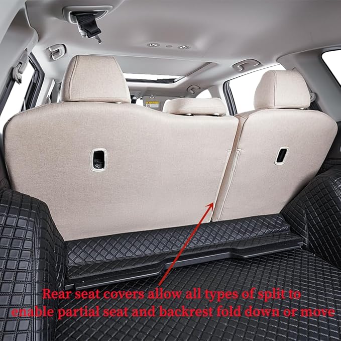 coverdream Custom Seat Covers Compatible with Select Toyota Highlander 2014 2015 2016 2017 2018 2019,Three Row,Second Row 40/60 Split (Beige,Full Set)