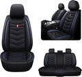 MVRVMV Seat Covers for Ford Mustang 2006-2026, Waterproof Leather Auto Seat Cover (5 Seat Standard,Black-Blue)