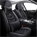 MVRVMV Luxury Car Seat Covers for Honda Pilot 2010-2026, Nappa Leather Auto Seat Cover with 2 Neck Pillows and 2 Lumbar Supports (2 Seat Luxury, Black-White)