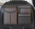 Premium Leather Car Seat Back Organizer with Cup and Tissue Holder, Multi-Pocket Storage with Adjustable Straps for SUVs, Trucks, Sedans (Brown)