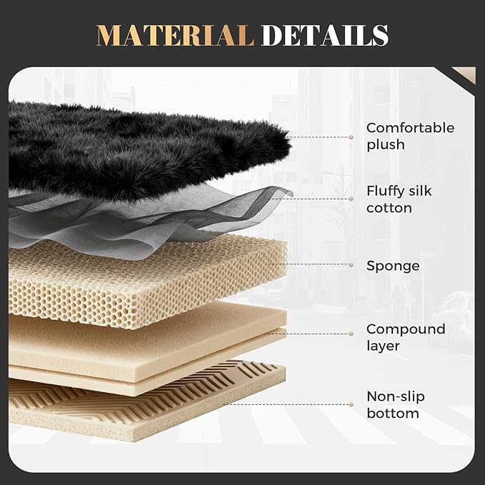 Coverado Sheepskin Car Seat Cover, Fluffy Fuzzy Long Plush Seat Covers, Soft Seat Protector for Car Driver Seat, Luxury Car Seat Cushion, Non-Slip Front Seat Covers Universal Fits Most Cars, 1Pcs