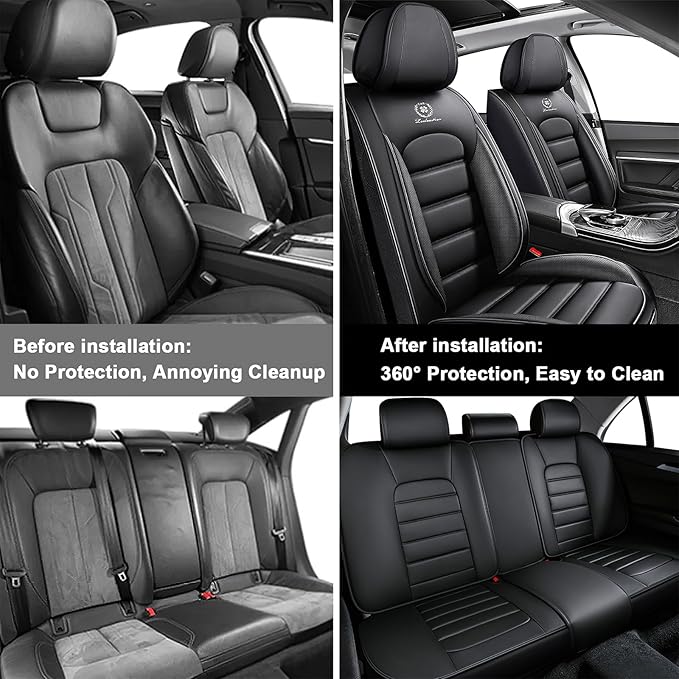 AREKA 5 Seat Covers for Honda Accord 2003-2026 Breathable Car Seat Covers,Anti-Slip Waterproof Car Seat Protectors with Airbag,Automotive Vehicle Cushion with Storage Pockets (Standard,Black)