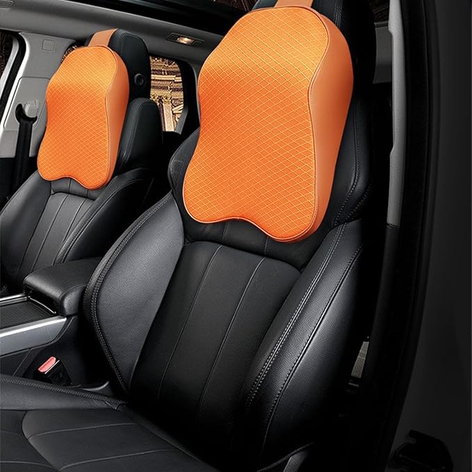 Car Headrest and Lumbar Support Pillow for Honda Civic 2012-2026 Seat Back Cushion Neck Pillow Driving Support Cushion Interior Accessories,1 headrest-Orange Style