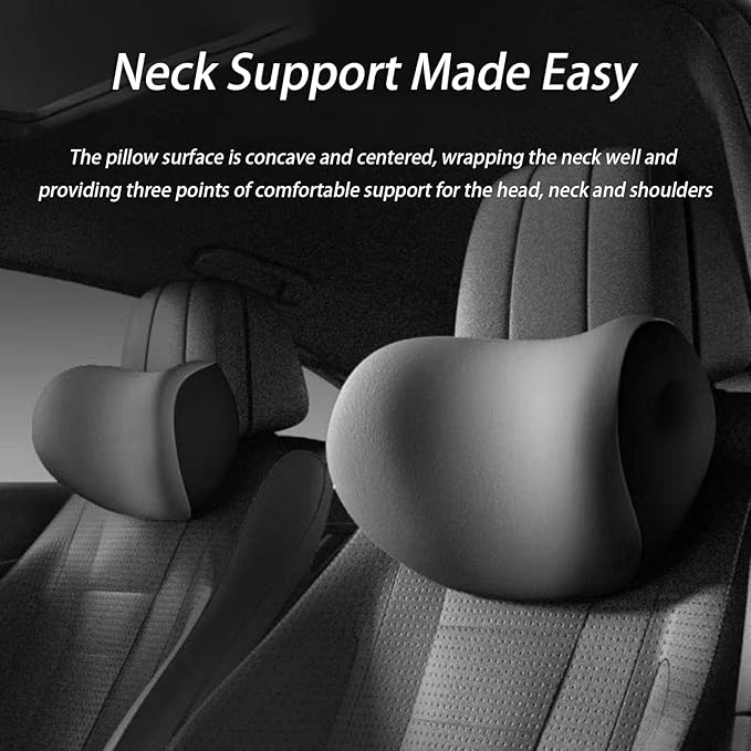 Car Lumbar Support Pillow and Car Neck Pillow Kit for BMW 4 Series 8 Series Convertible, Car Seat Neck Back Rest Pillows, Ergonomic Car Seat Headrest & Lumbar Cushion,A Black