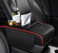 Car Center Console Cover for Acura MDX 2014-2025, Armrest Storage Box, Multifunctional Center Console Cover Organizer, Leather Armrest Protector Pad for SUV,B Black Red