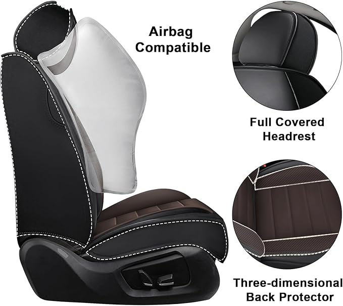 AREKA 2 Seat Covers for Honda Accord 2003-2026 Breathable Car Seat Covers,Anti-Slip Waterproof Car Seat Protectors with Airbag,Automotive Vehicle Cushion with Storage Pockets (Standard,Brown)