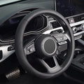 KAFEEK Black Steering Wheel Cover, Universal 15 inch, Microfiber Leather Black, Soft and Odorless, Durable Leather Cover with Anti-Slip Lining