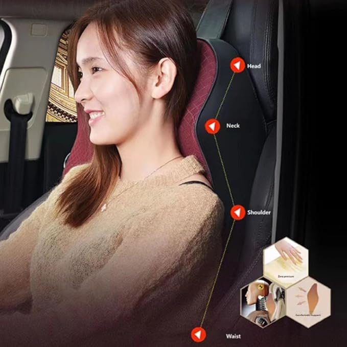 Car Headrest and Lumbar Support Pillow for Honda Civic 2012-2026 Seat Back Cushion Neck Pillow Driving Support Cushion Interior Accessories,1 headrest-Orange Style