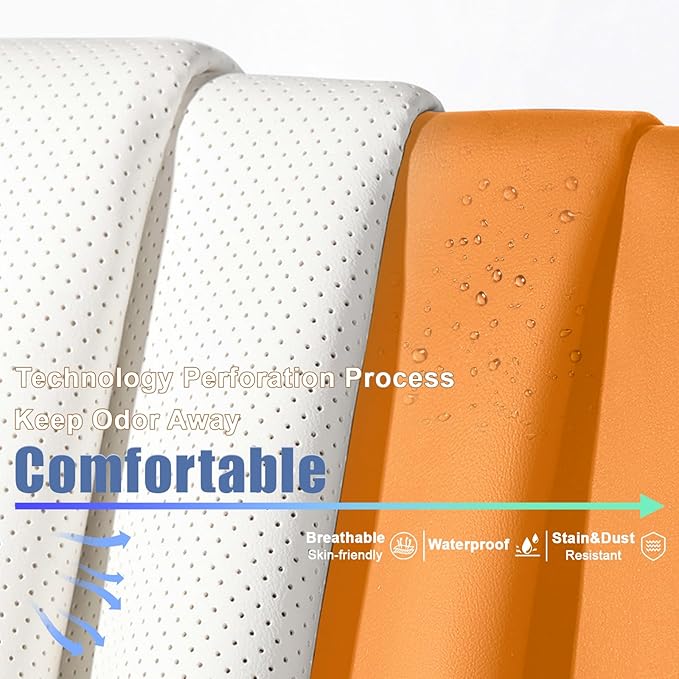 AREKA 2 Car Seat Covers for Honda Accord 2003-2026 Breathable Leather,Waterproof Car Seat Protectors with Comfort Headrest Pillows,Automotive Vehicle Cushion with Storage Pockets (Luxury,Orange)