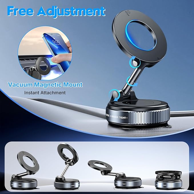 Magnetic Phone Holder for Car - Suction Cup Phone Mount for Magsafe, Universal 360° Dashboard Phone Holder Vacuum Cell Phone Holders for Your Car/Gym/Mirror Car Mount for iPhone & Android
