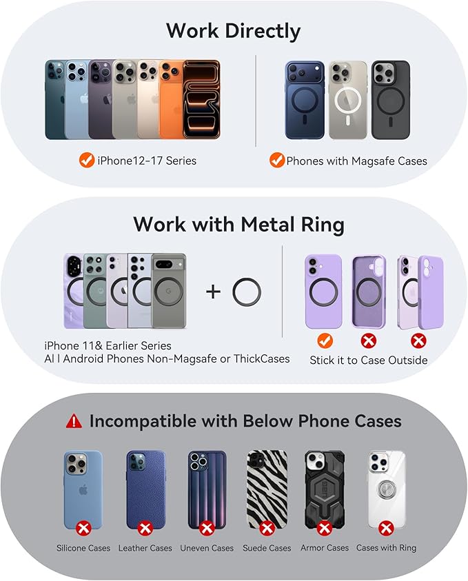 Miracase for Magsafe Car Mount, [Oversized Suction Base & 3600gf Magnetic] Vacuum Magnetic Phone Holders for Your Car, 360° Adjustable Cell Phone Mount for iPhone 17 Pro Max 16 15 14 13 12