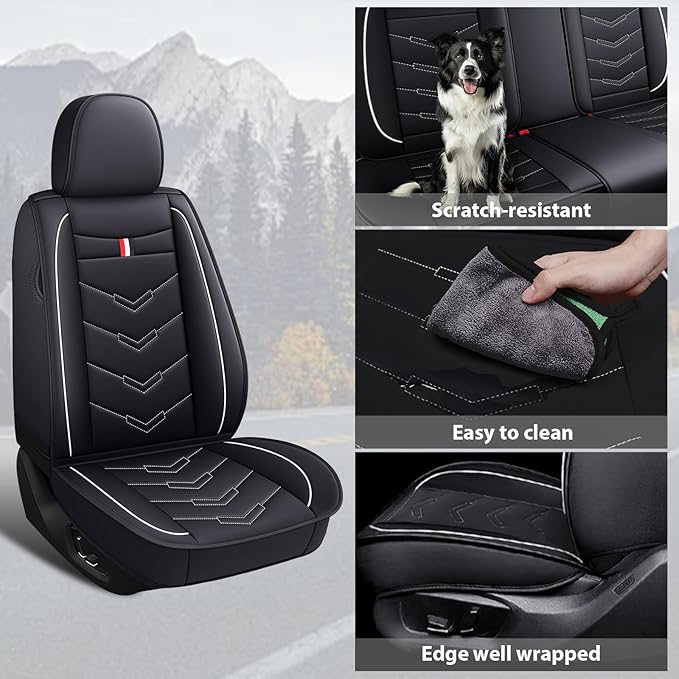 MVRVMV 8 Seat Covers for Honda Pilot 2010-2026, Waterproof Anti-Slip Car Seat Cover Compatible with Airbags (8 Seat Standard, Black-White