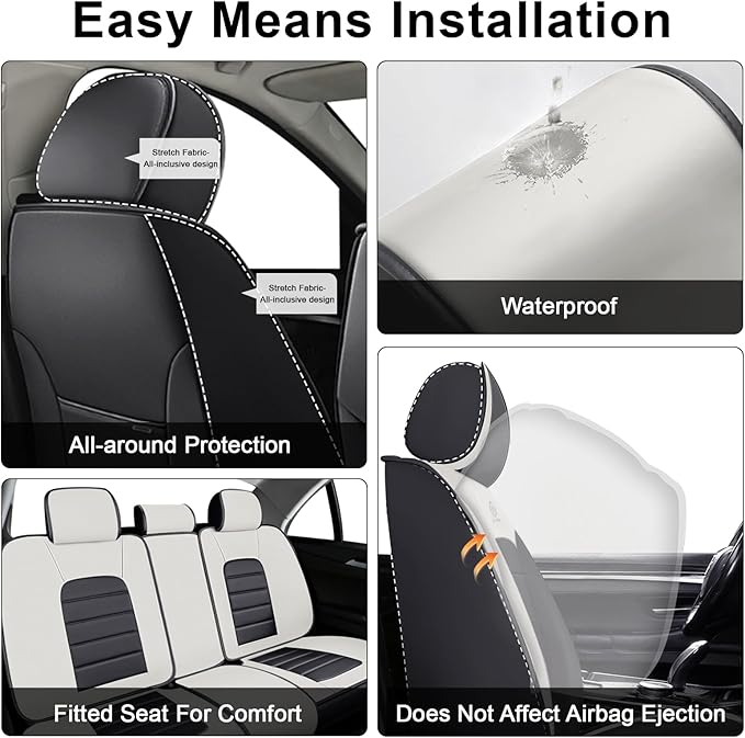 AREKA 5 Seat Covers for Honda Civic 2002-2026 Breathable Car Seat Covers,Anti-Slip Waterproof Car Seat Protectors with Airbag,Automotive Vehicle Cushion with Storage Pockets (Standard,Gray)