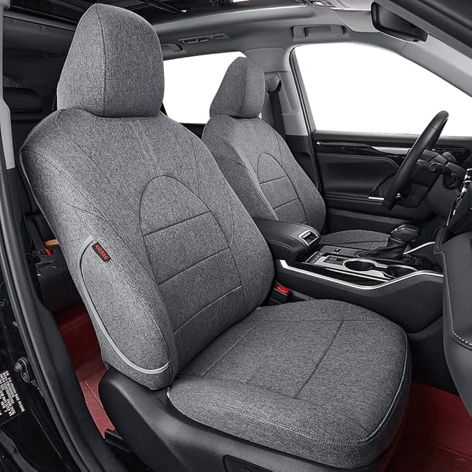 coverdream Custom Seat Covers Compatible with Select Toyota Highlander 2014 2015 2016 2017 2018 2019,Three Row,Second Row Captain Chair (Gray,Full Set)