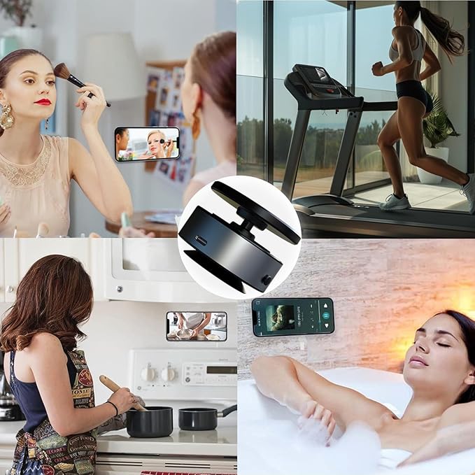 Vacuum Magnetic Phone Holder, 360 Rotatable Suction Cup Phone Mount with Electric Suction Cup Suitable for Car/Dashboard/Gym/Mirror/Bathroom/Smooth Surface, Compatible Magsafe iPhone & Android (Black)