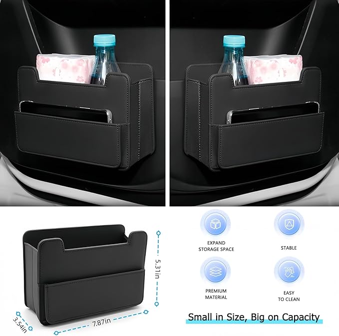 Tumecos Foldable Car Storage Box,Multifunctional Seat Back Organizer,Trash Can, Auto Door Side Pocket,Storage Bag,Car Accessories Organizer Box