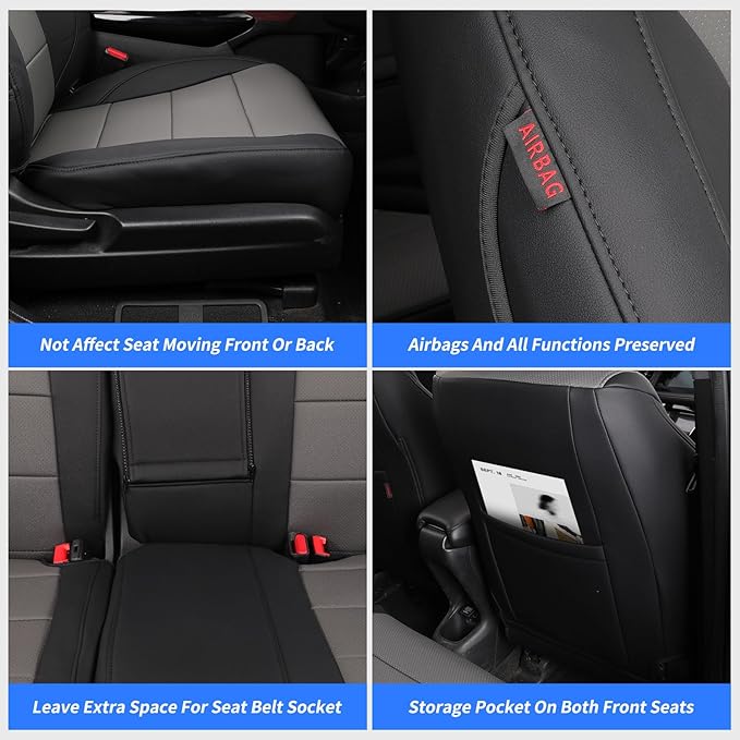 coverdream Highlander Leather Seat Covers Full Set for 2020-2026 Toyota Highlander SUV Seat Cushion,2nd-Row 40/60 Split Bench Seats,Fully Covered,Luxury Waterproof Car Seat Protector (Black/Gray)