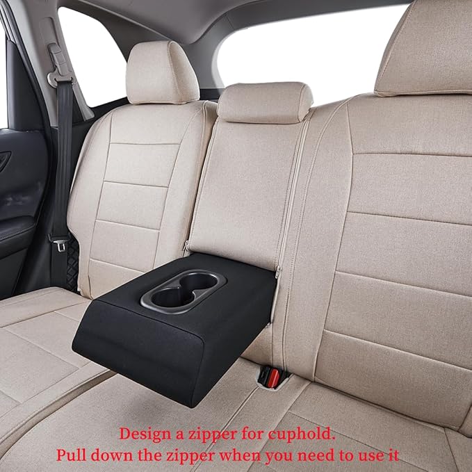 coverdream Custom Seat Covers Compatible with Select Toyota Highlander 2014 2015 2016 2017 2018 2019,Three Row,Second Row 40/60 Split (Beige,Full Set)