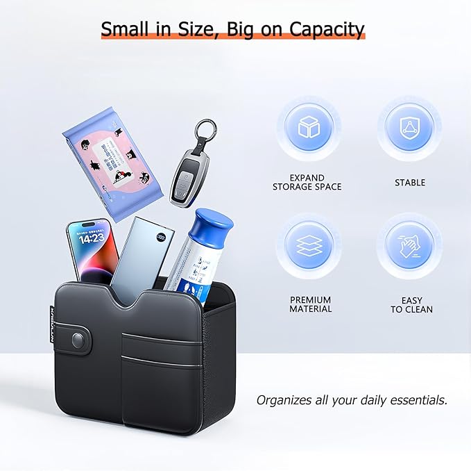 Tumecos Foldable Car Storage Box with Glasses Clip,Multifunctional Seat Back Organizer,Trash Can, Auto Door Side Pocket,Storage Bag,Car Accessories Organizer Box
