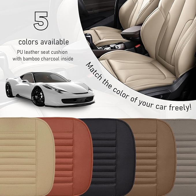 Car Back Seat Cover, Breathable PU Leather Rear Seat Cushion Protector with Storage Bag, Rear Bench Cover Pad Fits for 95% Vehicle, Universal Interior Car Accessories (Coffee, Rear)
