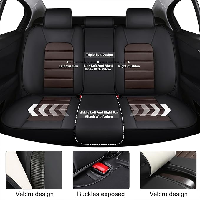 AREKA 5 Seat Covers for Honda Accord 2003-2026 Breathable Car Seat Covers,Anti-Slip Waterproof Car Seat Protectors with Airbag,Automotive Vehicle Cushion with Storage Pockets (Standard,Brown)